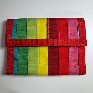 Adorable. Great condition Rainbow Nylon Ribbon Colorful Striped Velcro Wallet